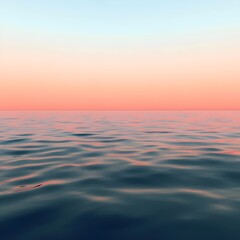 Fototapeta premium Peaceful ocean waves reflecting a soft, pink sunset.