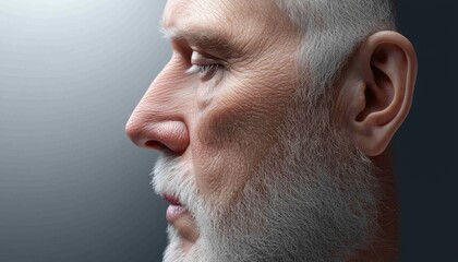 Obraz premium A 3D model showing the progression of asymmetry in facial features due to the natural aging process, focusing on the eyes, mouth, and cheeks.