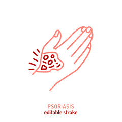 Psoriasis linear icon. Medical dermatitis pictogram. Erythematous plaques symbol.