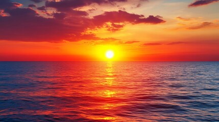 Fototapeta premium Breathtaking Sunset Over the Serene Ocean Horizon