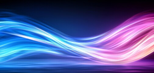 Fototapeta premium Luminous Futuristic Energy Vibrant Abstract Curves on Dark Blue - Contemporary Digital Artwork for Graphic Design