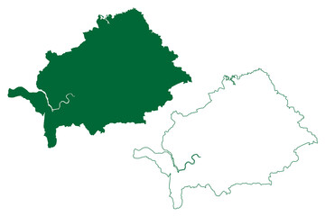 Thane district (Maharashtra State, Konkan Division, Republic of India) map vector illustration, scribble sketch Thane map