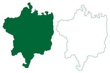 Fototapeta premium Tikamgarh district (Madhya Pradesh State, Sagar division, Republic of India) map vector illustration, scribble sketch Tikamgarh map