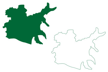 Thoubal district (Manipur State, Republic of India) map vector illustration, scribble sketch Thoubal map