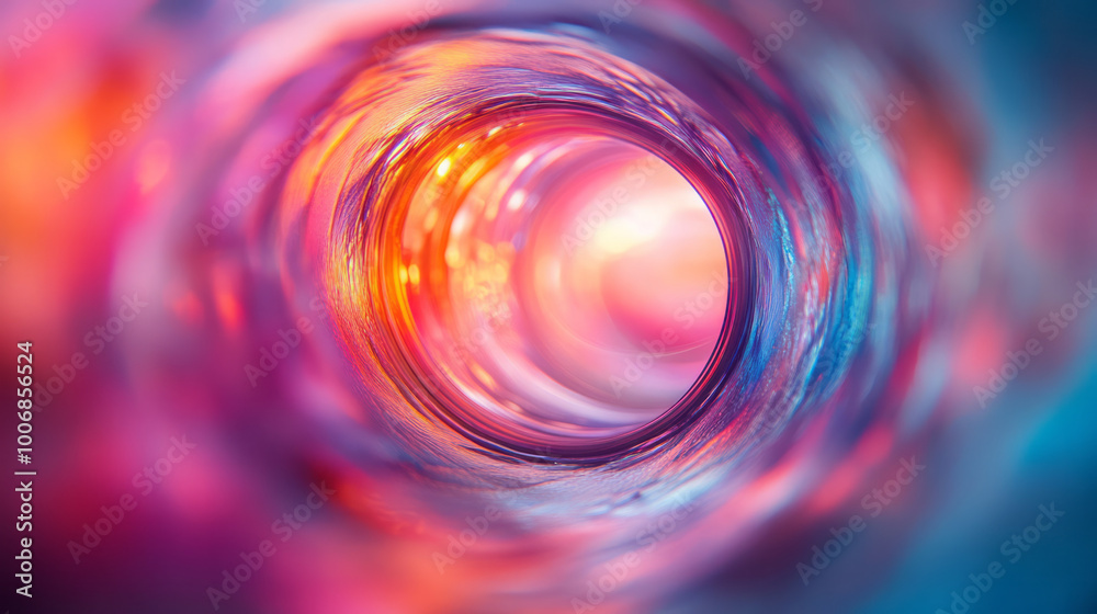 Fototapete A lens focusing light rays, creating a sharp image, floating on a soft pastel canvas,