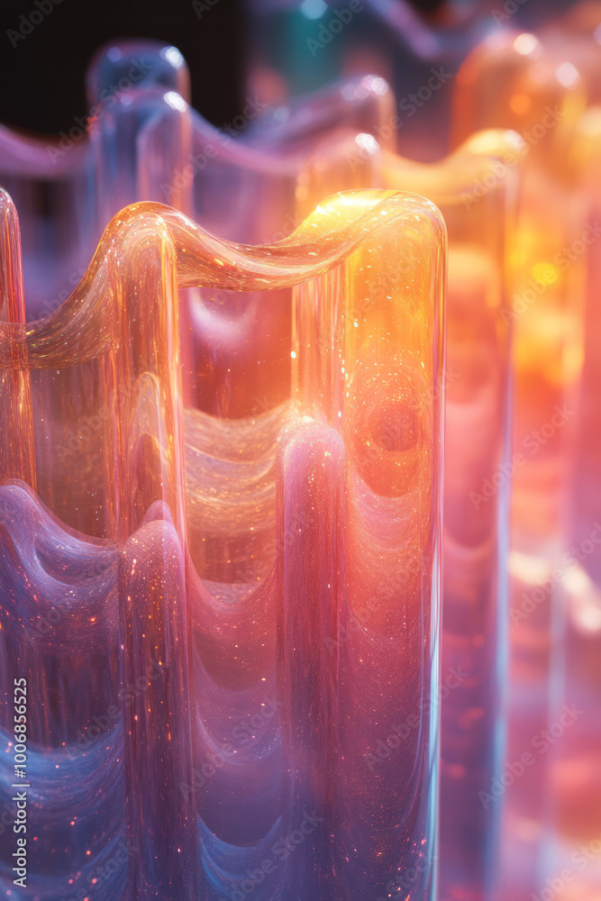 Aufkleber the doppler effect visualized with sound waves expanding, floating on a pastel background,