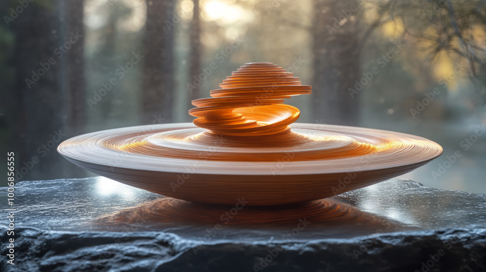 Aufkleber a gyroscope spinning in motion, representing angular momentum, isolated on a pastel canvas,