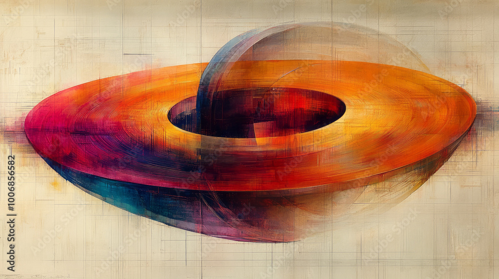 Aufkleber a gyroscope spinning in motion, representing angular momentum, isolated on a pastel canvas,