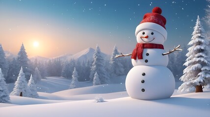 Fototapeta premium snowman in the forest