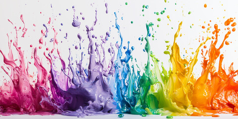 Vibrant Rainbow Paint Splash Capturing Artistic Expression