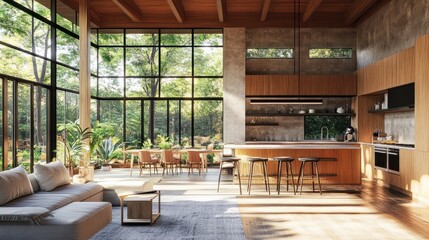 Fototapeta premium Modern interior renovation 3d render for home improvement and remodeling project