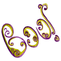 Watercolor text illustration, hand lettering isolated on white background. For various Halloween products, cards, posters etc.