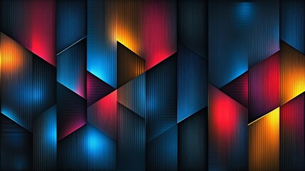 Vibrant Geometric Abstraction with Colorful Light and Shadow Effects