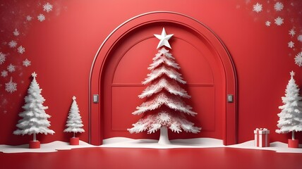 christmas tree with snow