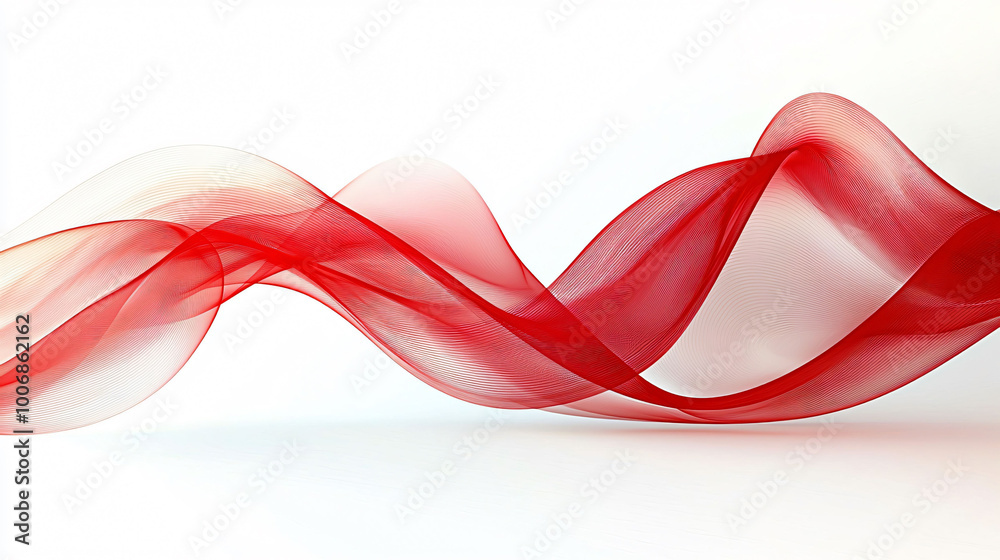 Poster elegant red wave curves gracefully flow across white background, creating dynamic and modern visual 