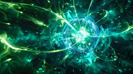 nuclear fission inside a reactor, showing neutrons splitting uranium atoms with bursts of energy