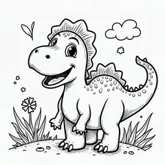 Fototapeta premium Cute Dinosaur Coloring Page
