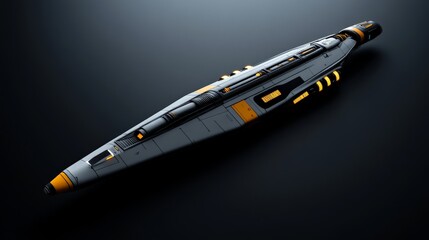 Futuristic Spaceship Design: A sleek and sophisticated spacecraft, rendered in stunning detail, showcases cutting-edge technology and futuristic aesthetics. Perfect for science fiction.