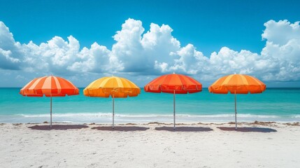 Stripy parasols on miami beach