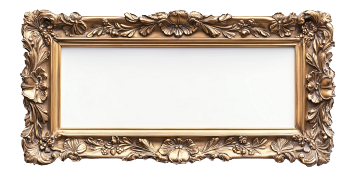 Classic rectangular frame with a beveled edge isolated on white background