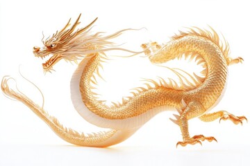 Obraz premium Majestic Golden Dragon Illustration