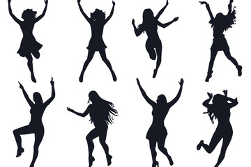 Silhouettes of the pairs dancing ballroom dances. 