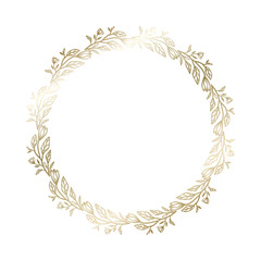 Golden botanical wreath frame