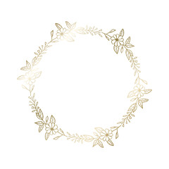 Golden botanical wreath frame