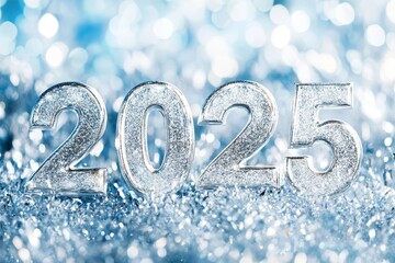 Happy New Year 2025 with Silver Numbers.