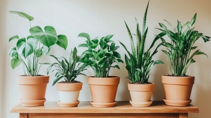 Vibrant House Plants in Terracotta Pots