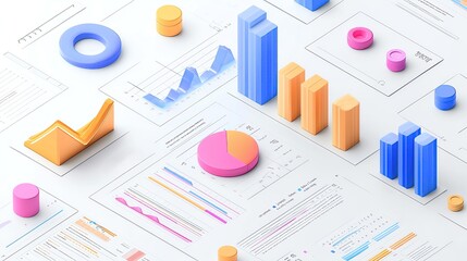 AI and finance digital tasks automation concept background Colorful graphs and charts on a digital workspace