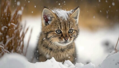 animals playing in the snow