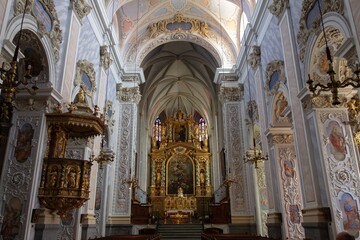 Interior and altair of Gottweig Abbey, Austria