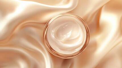 Vector illustration of a luxurious lotion from a top view, emphasizing its glossy texture against a plain background, ideal for beauty product ads. No logos or people. -