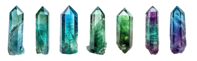 fluorite crystal, gemstone, gem, mineral specimen PNG set bundle transparent background isolated graphic resource cutout. Lapidary, healing, geology, rockhounding, collecting