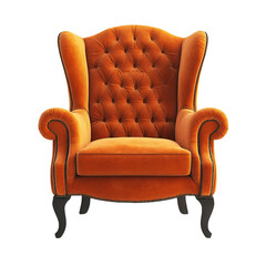 Classic wooden armchair with padded seat isolated on white background