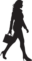 silhouette woman walk on road vector.eps