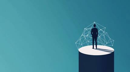 A flat design of a leader standing tall with a megaphone, encouraging and motivating their team