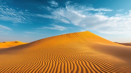 Desert landscape with rippled sand dunes