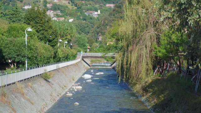 Fiume Varrone River in Dervio, Italy