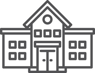 School line icon. Kid education building symbol