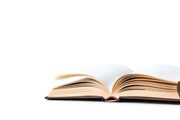 Fototapeta premium Open book with blank pages, white isolate background.