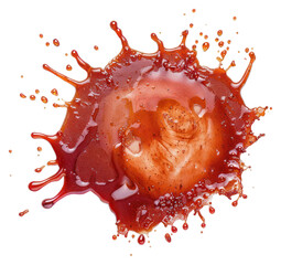 Photo of realistic blooodstain ketchup splash food.