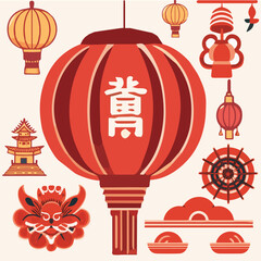 Vector set of chinese new year abstract concept