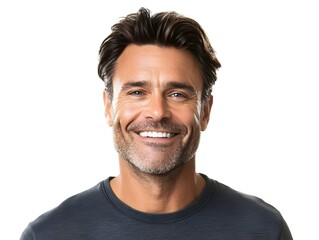 Obraz premium Confident Man After Successful Hair Treatment on White Background