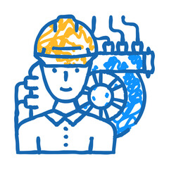industrial mechanic repair worker doodle icon sketch vector. industrial mechanic repair worker sign. isolated symbol illustration