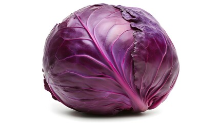 Fototapeta premium Vibrant Purple Cabbage Isolated on White Background with Copy Space