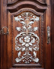 Ornate wooden door with intricate carving