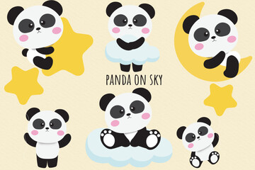 Obraz premium Panda on Sky Clipart.