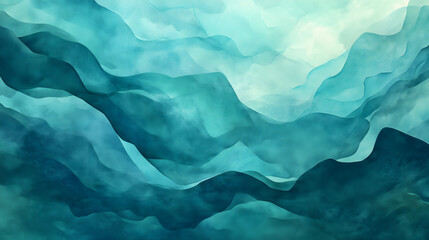 Obraz premium Fluid Teal and Blue Watercolor Background